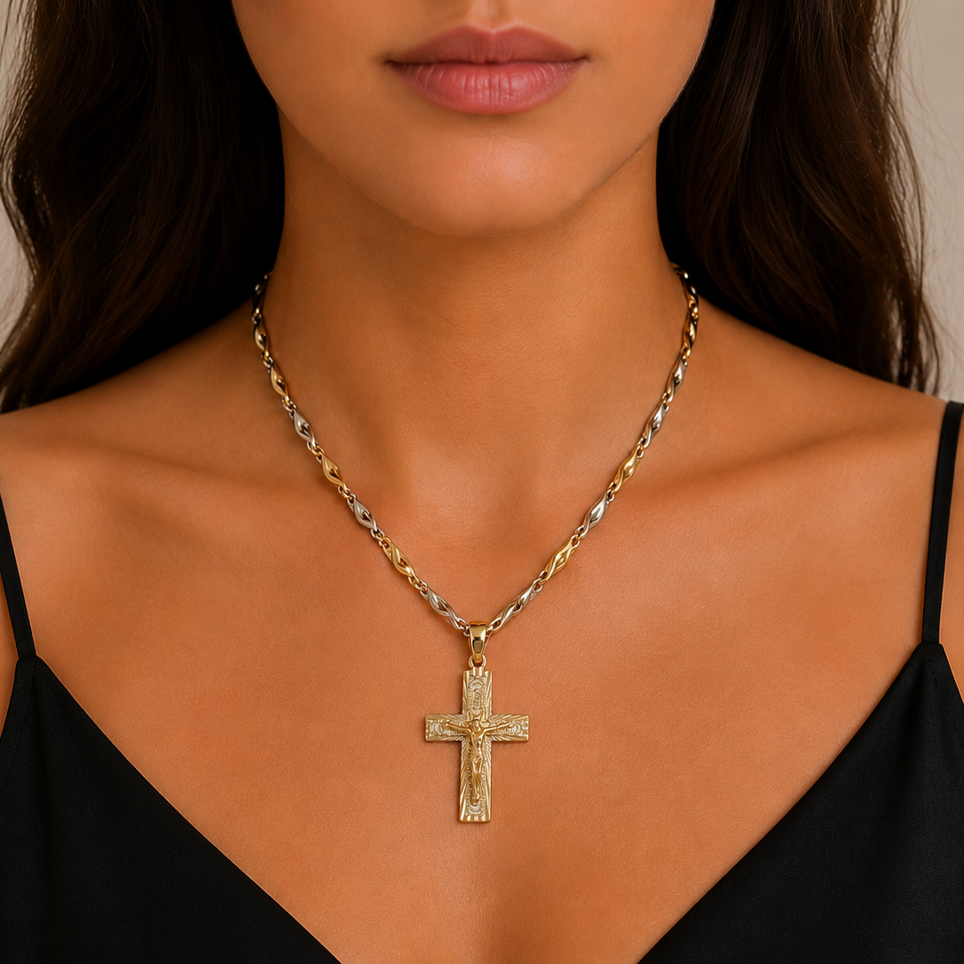 Collana con ciondolo - 18 carati Oro giallo, Oro bianco - Made in Italy - Handmade