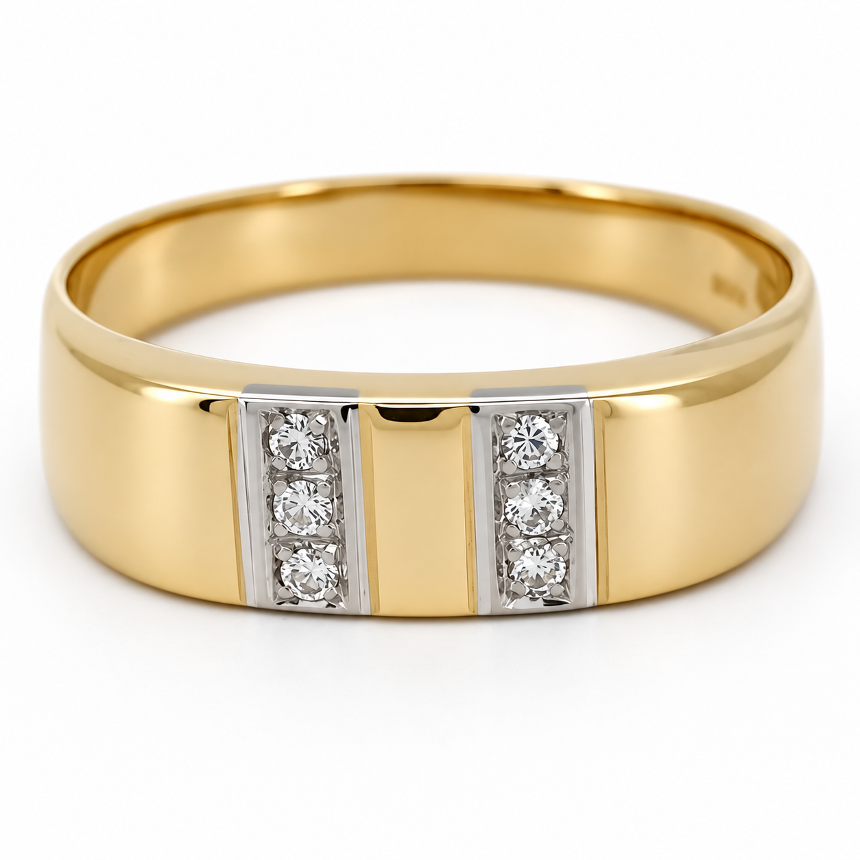 Anello - 18 carati Oro bianco, Oro giallo - 0.06ct. tw. Diamante (Naturale) - Made in Italy - Handmade