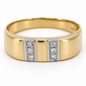 Anello - 18 carati Oro bianco, Oro giallo - 0.06ct. tw. Diamante (Naturale) - Made in Italy - Handmade