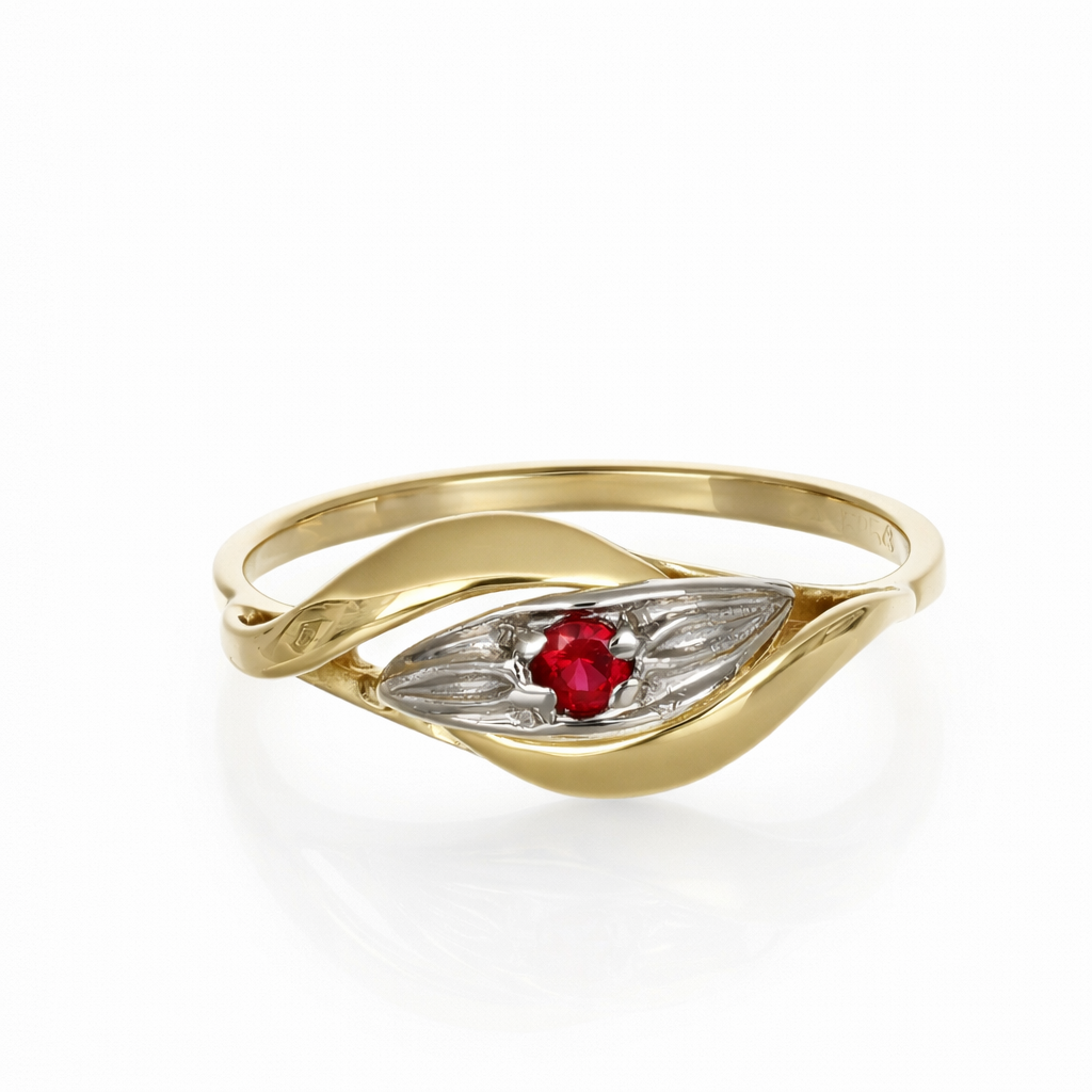 Anello in Oro Giallo, Oro Bianco 14 carati - Rubino