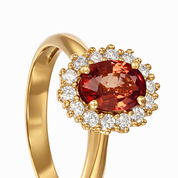 Anello - 18 carati Oro giallo - 1.28ct. tw. Zaffiro - Diamante