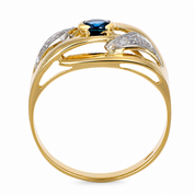 Anello - 18 carati Oro giallo, Oro bianco - 0.32ct. tw. Zaffiro - Diamante