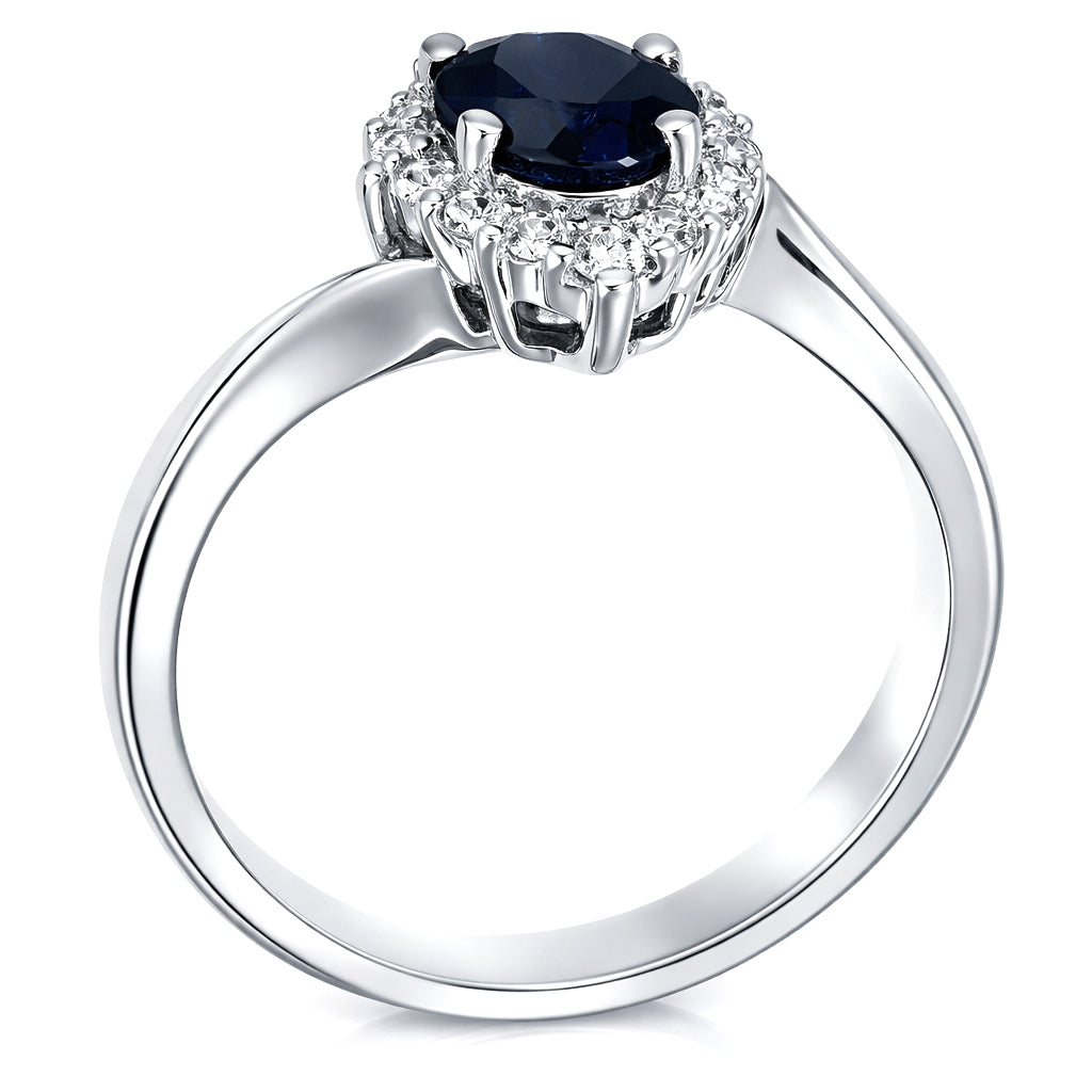 Anello - 18 carati Oro bianco - 1.40ct. tw. Zaffiro - Diamante