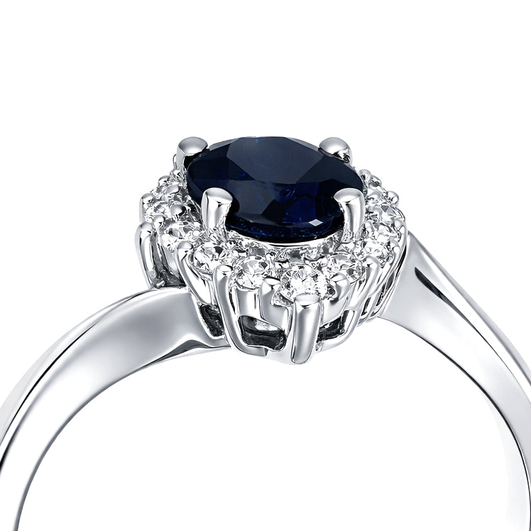 Anello - 18 carati Oro bianco - 1.40ct. tw. Zaffiro - Diamante