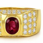 Anello - 18 carati Oro giallo - 1.42ct. tw. Rubino - Diamante