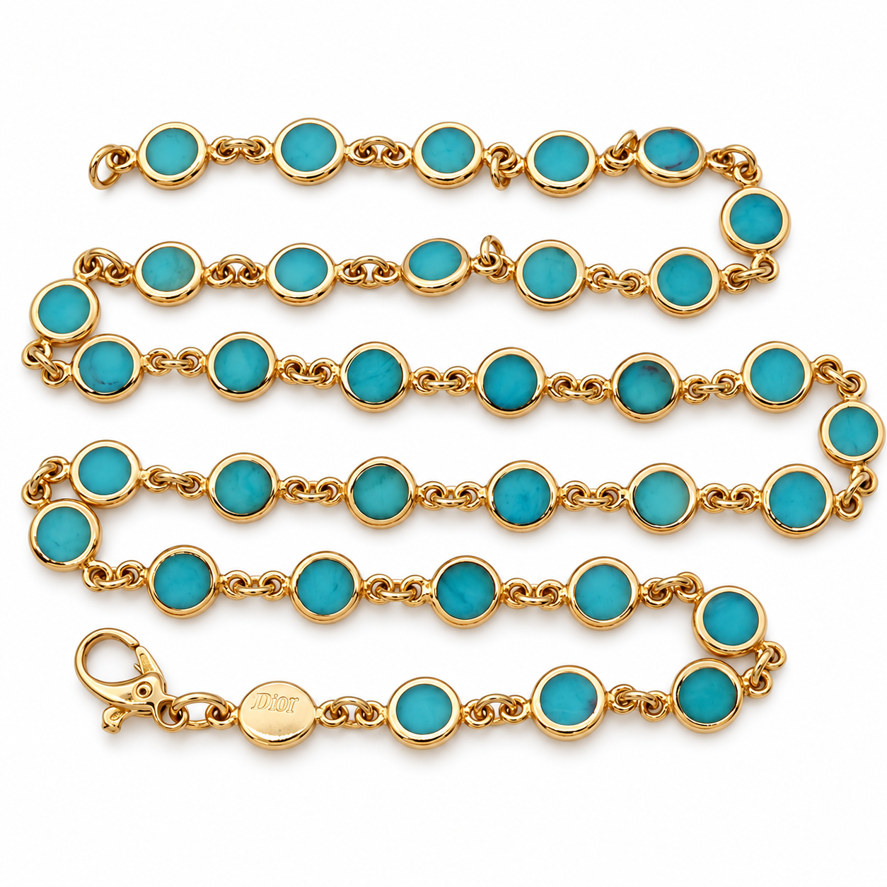 Collana - 18 carati Oro giallo - 34.00ct. tw. Turchese - Made in Italy - Handmade