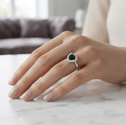 Anello - 14 carati Oro bianco Zaffiro - Diamante - Made in Italy - Handmade