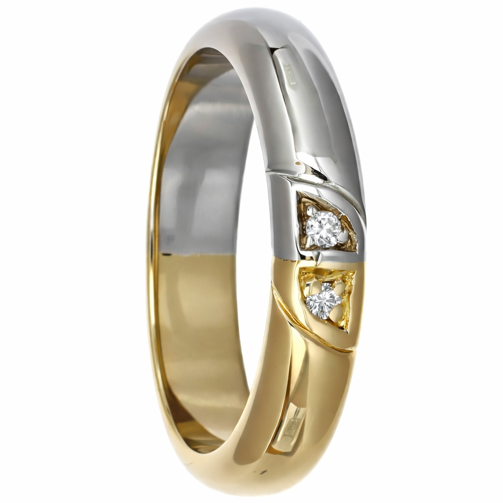 Anello - 18 carati Oro bianco, Oro giallo - 0.05ct. tw. Diamante (Naturale)