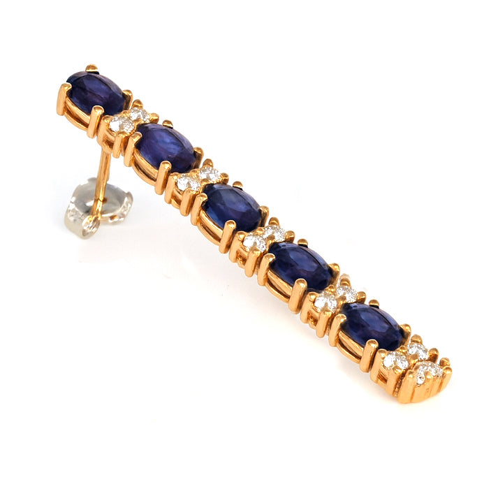 Orecchini - 18 carati Oro bianco, Oro rosa - 3.30ct. tw. Zaffiro - Diamante