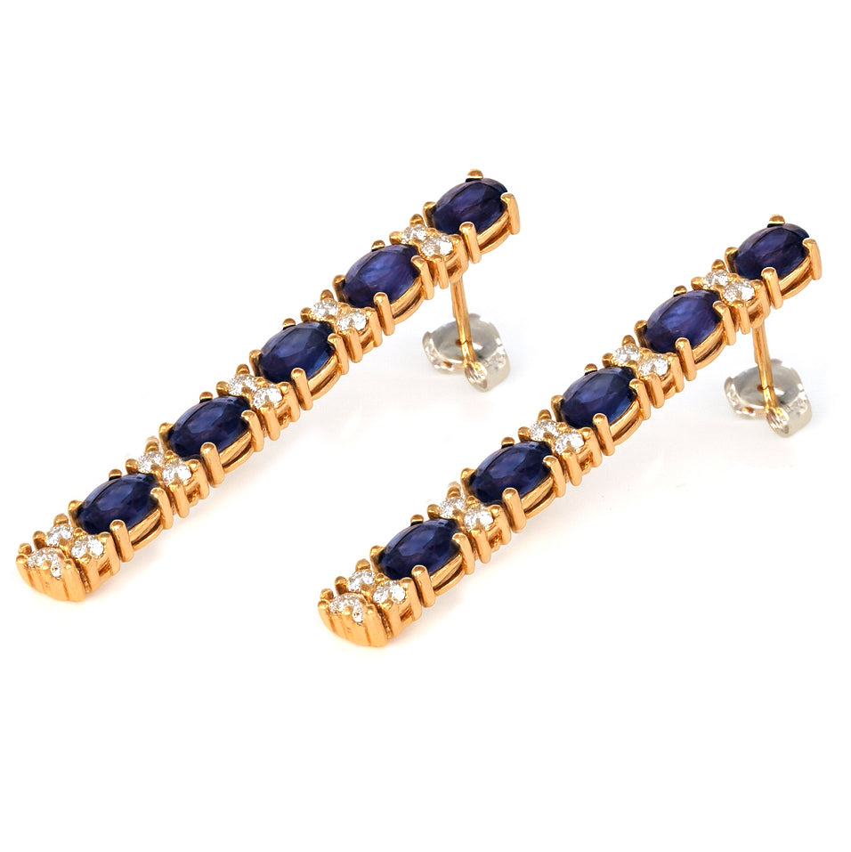 Orecchini - 18 carati Oro bianco, Oro rosa - 3.30ct. tw. Zaffiro - Diamante