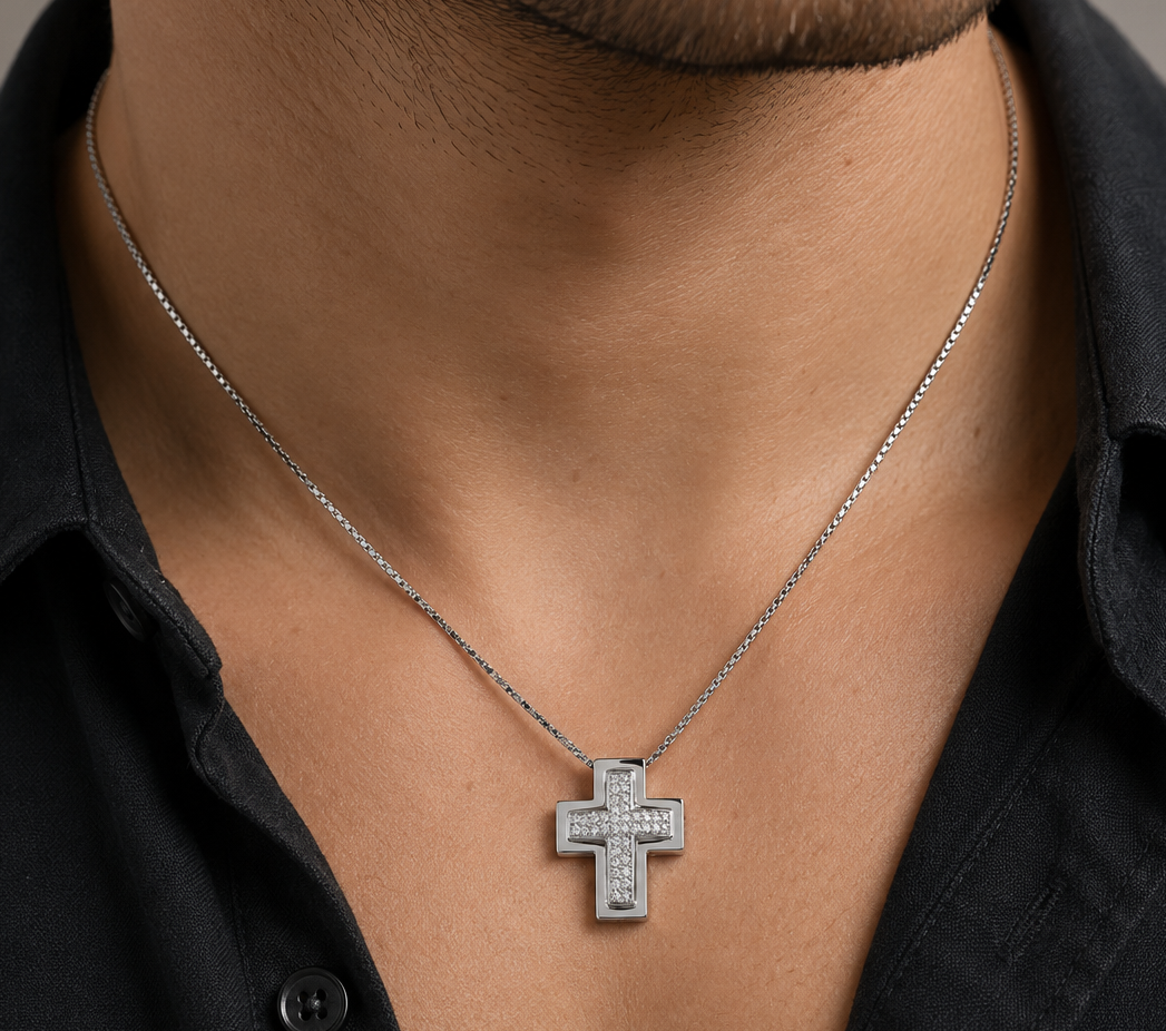 Collana con ciondolo - 18 carati Oro bianco - 0.32ct. tw. Diamante (Naturale) - Made in Italy - Handmade