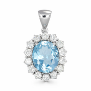 Ciondolo - 18 carati Oro bianco - 1.30ct. tw. Topazio - Diamante