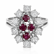Anello - 18 carati Oro bianco - 1.46ct. tw. Rubino - Diamante