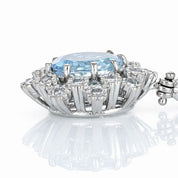 Ciondolo - 18 carati Oro bianco - 0.91ct. tw. Acquamarina - Diamante