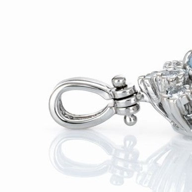 Ciondolo - 18 carati Oro bianco - 0.91ct. tw. Acquamarina - Diamante