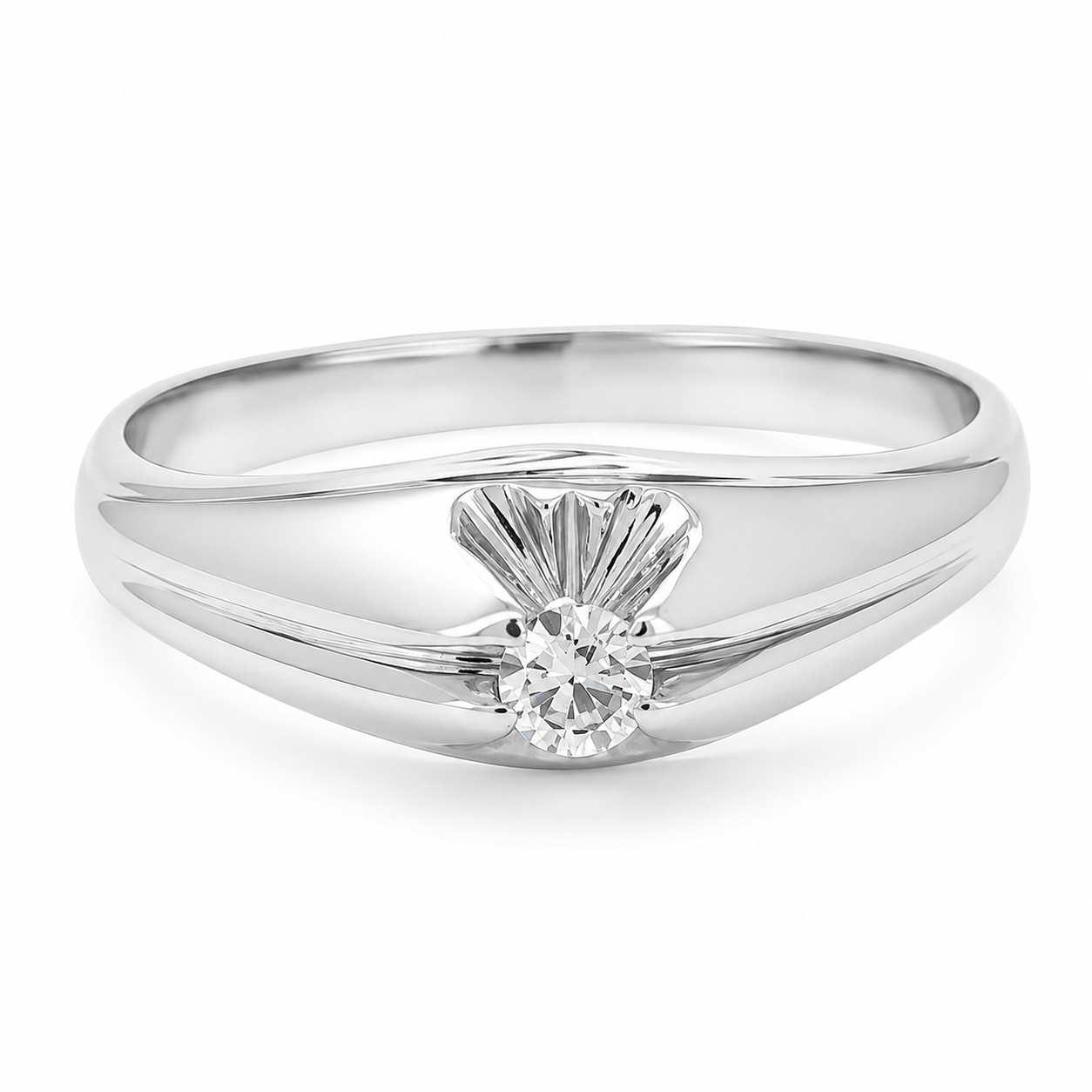Anello - 18 carati Oro bianco - 0.13ct. tw. Diamante (Naturale) - Made in Italy - Handmade