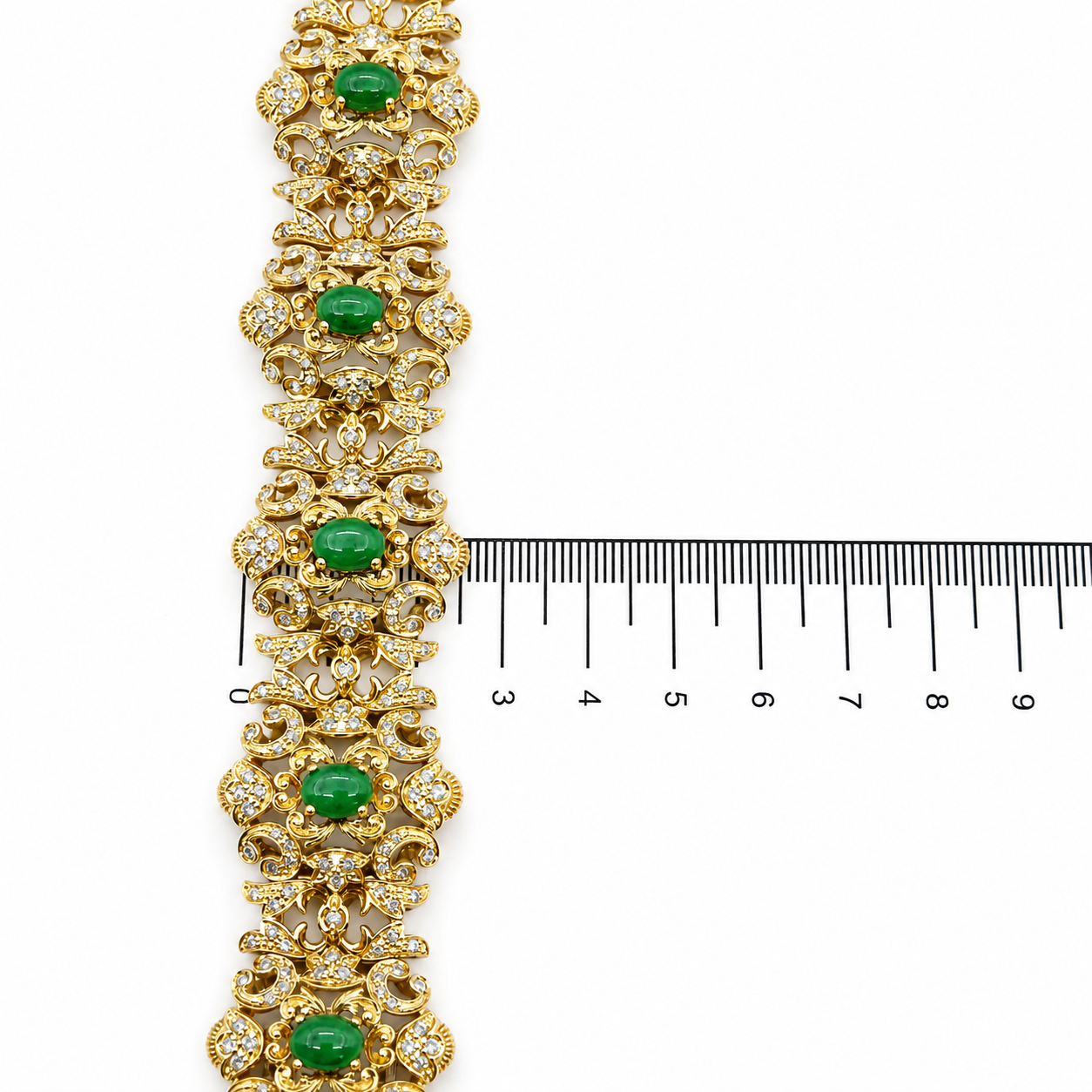 Bracciale - 18 carati Oro giallo - 7.50ct. tw. Giada - Diamante