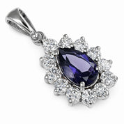 Ciondolo - 18 carati Oro bianco - 1.14ct. tw. Iolite - Diamante