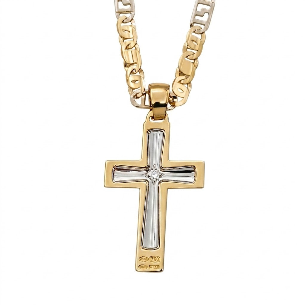 Collana con ciondolo - 18 carati Oro giallo, Oro bianco - Made in Italy - Handmade
