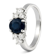 Anello - 18 carati Oro bianco - 0.94ct. tw. Zaffiro - Diamante