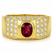 Anello - 18 carati Oro giallo - 1.42ct. tw. Rubino - Diamante
