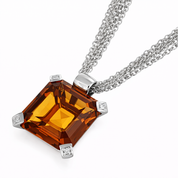 Collana - 18 carati Oro bianco - 11.48ct. tw. Quarzo citrino - Diamante