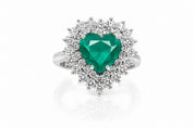 Anello - 18 carati Oro bianco - 3.70ct. tw. Smeraldo - Diamante