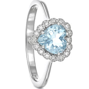 Anello - 18 carati Oro bianco Acquamarina - Diamante