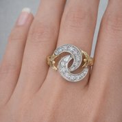 Anello da donna in oro giallo e oro bianco 18 carati