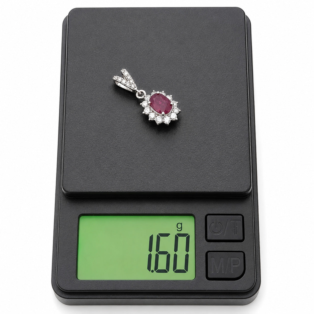Ciondolo - 14 carati Oro bianco - 1.41ct. tw. Rubino - Diamante - Handmade - Made in Italy