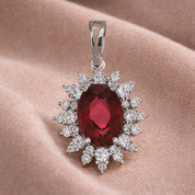 Ciondolo - 18 carati Oro bianco - 1.60ct. tw. Tormalina - Diamante