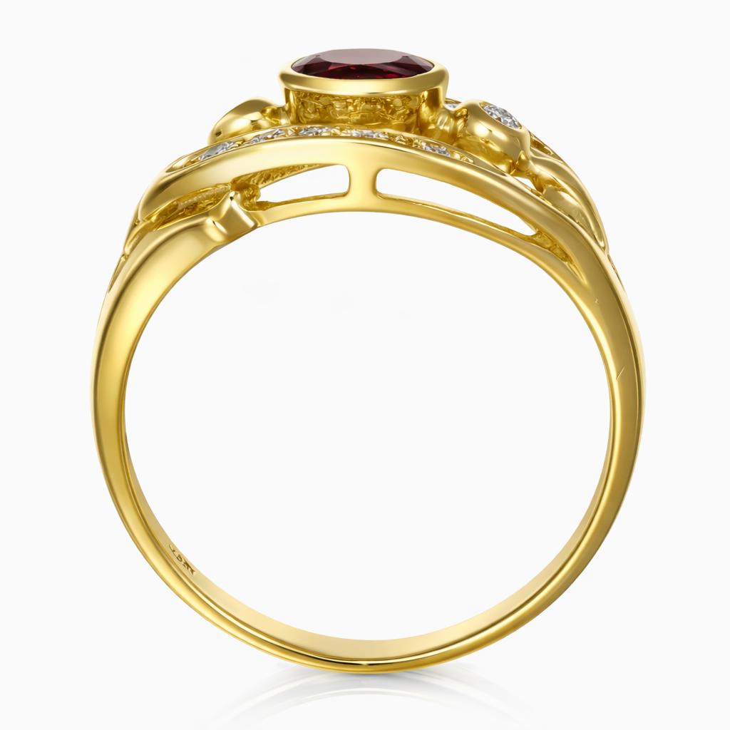 Anello - 18 carati Oro giallo - 0ct. tw. Rubino - Diamante