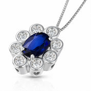Collana con ciondolo - 18 carati Oro bianco - 1.16ct. tw. Zaffiro - Diamante