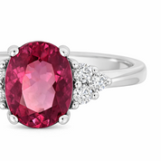 Anello - 18 carati Oro bianco - 1.65ct. tw. Tormalina - Diamante