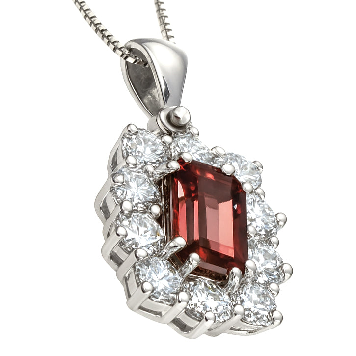 Collana con ciondolo - 18 carati Oro bianco - 1.44ct. tw. Tormalina - Diamante