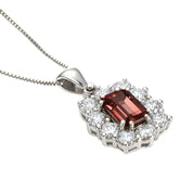 Collana con ciondolo - 18 carati Oro bianco - 1.44ct. tw. Tormalina - Diamante