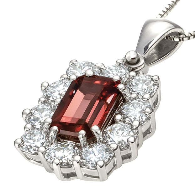 Collana con ciondolo - 18 carati Oro bianco - 1.44ct. tw. Tormalina - Diamante