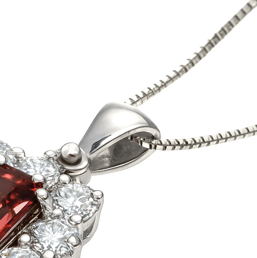 Collana con ciondolo - 18 carati Oro bianco - 1.44ct. tw. Tormalina - Diamante