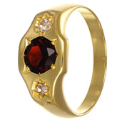 Anello - 18 carati Oro giallo - 0.90ct. tw. Granato - Diamante