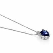 Collana con ciondolo - 18 carati Oro bianco - 0.76ct. tw. Zaffiro - Diamante