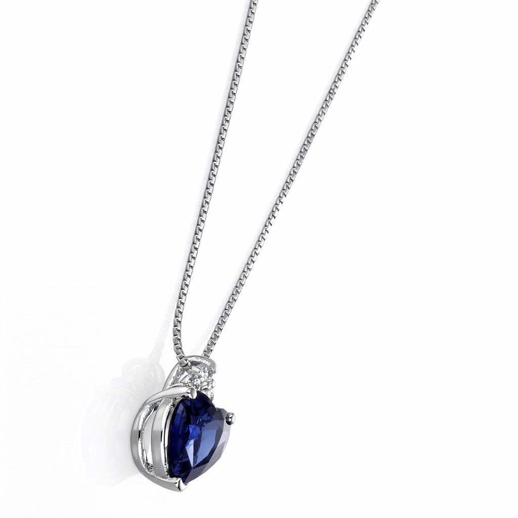 Collana con ciondolo - 18 carati Oro bianco - 0.76ct. tw. Zaffiro - Diamante