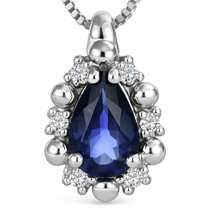Collana con ciondolo - 18 carati Oro bianco - 0.52ct. tw. Zaffiro - Diamante