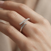 Anello - 18 carati Oro bianco - 0.135ct. tw. Diamante (Naturale) - Made in Italy - HandMade