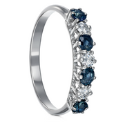 Anello - 18 carati Oro bianco - 0.56ct. tw. Zaffiro - Diamante