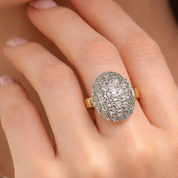 Anello - Oro giallo e argento - Diamanti