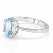 Anello - 18 carati Oro bianco - 0.04ct. tw. Diamante (Naturale) - Acquamarina