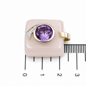 Ciondolo - 18 carati Oro bianco, Calcedonio - 3.55ct. tw. Ametista - Diamante - Made in Italy - Handmade