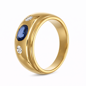 Anello - 18 carati Oro giallo - 0.77ct. tw. Zaffiro - Diamante