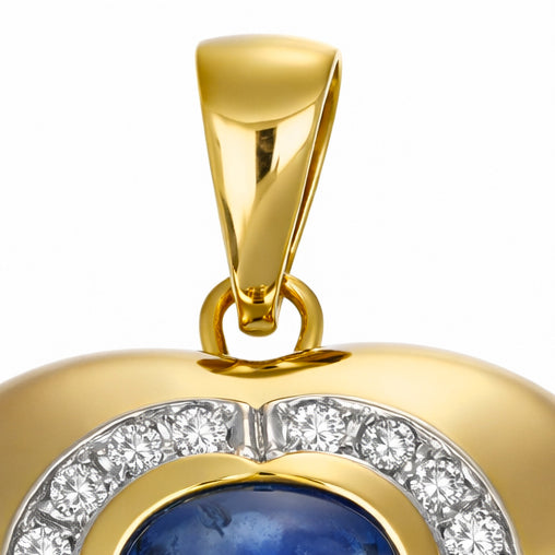 Ciondolo - 18 carati Oro bianco, Oro giallo - 1.68ct. tw. Zaffiro - Diamante
