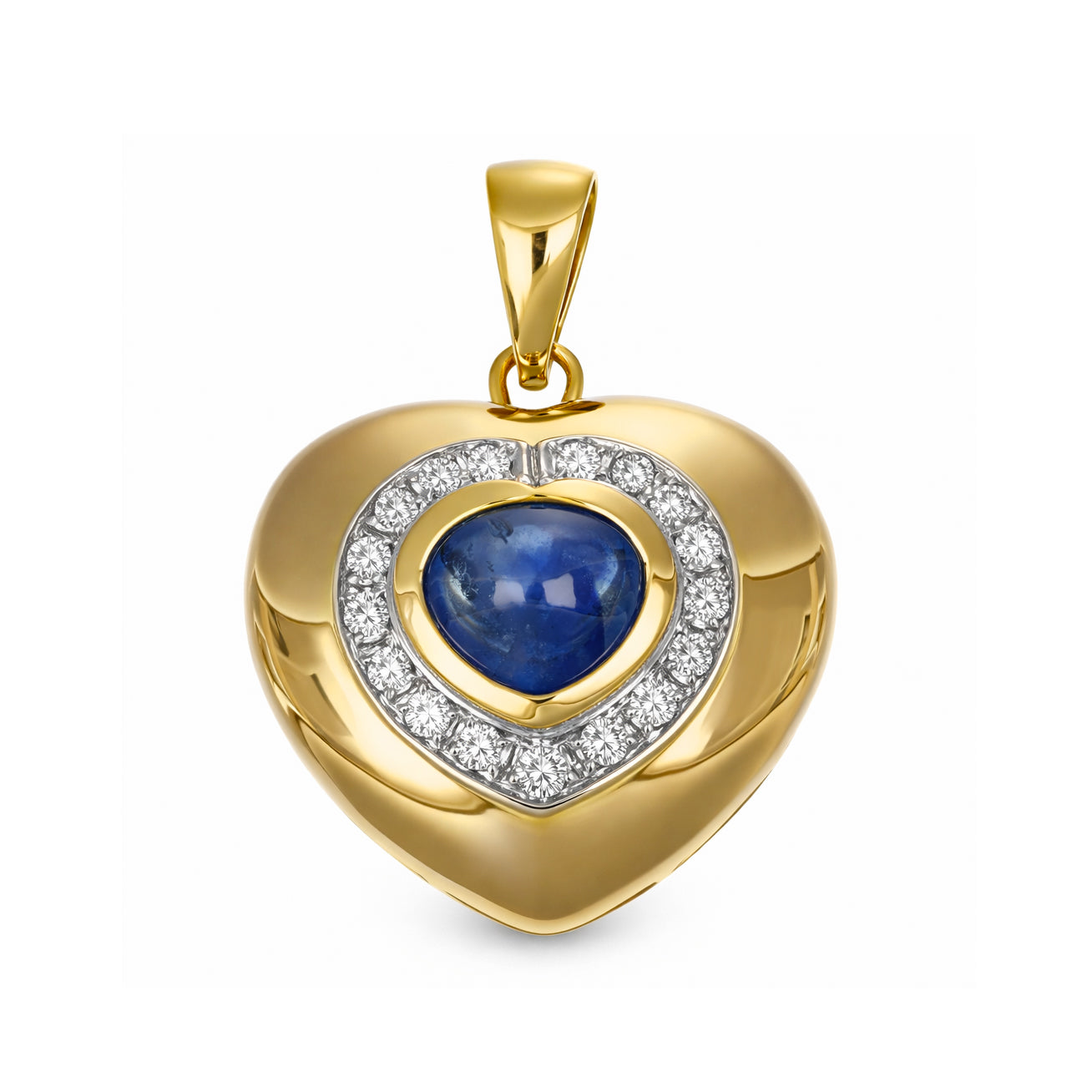 Ciondolo - 18 carati Oro bianco, Oro giallo - 1.68ct. tw. Zaffiro - Diamante